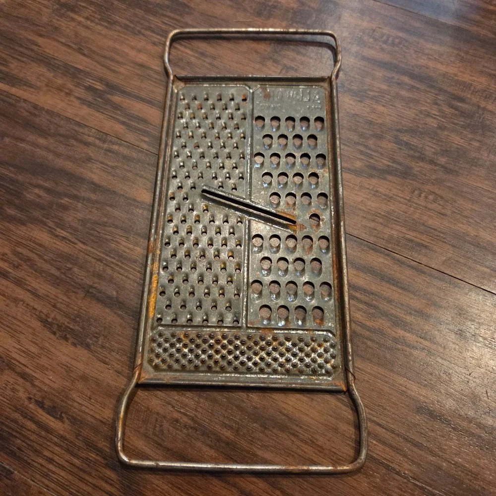 Vintage All-In-One Metal Hand Grater Slicer Primitive Kitchen Tool Farmhouse